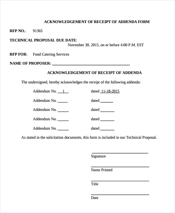 Catering Receipt Template