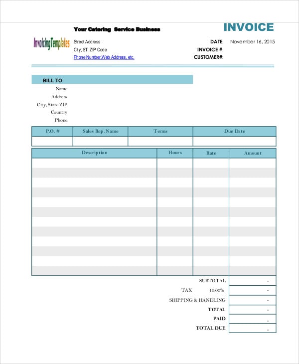 12 Catering Invoice Templates Free Word Pdf Format Download Free Premium Templates