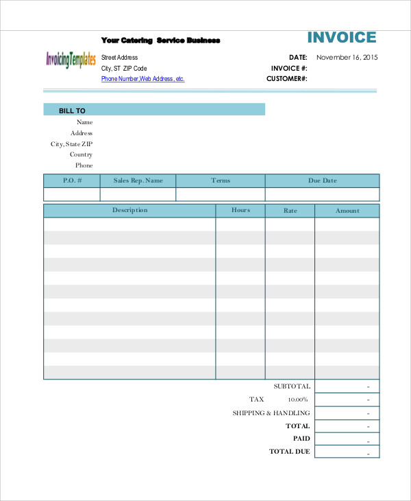 12  Catering Invoice Templates Free Word PDF Format Download