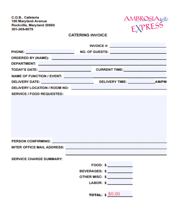 6+ Catering Receipt Templates Free sample, Example Format Download