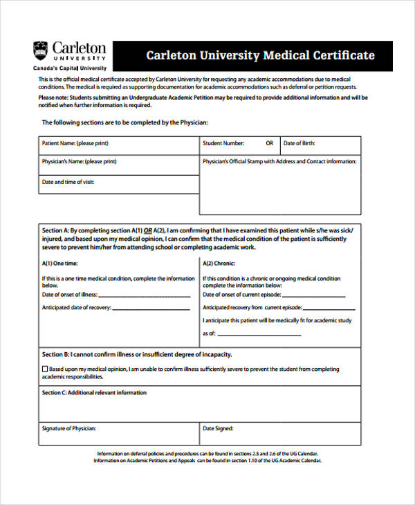 certificate of medical university