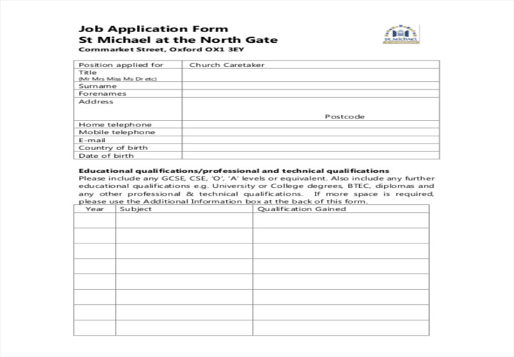 church-caretaker-job-application-form