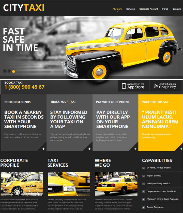 city taxi company website theme