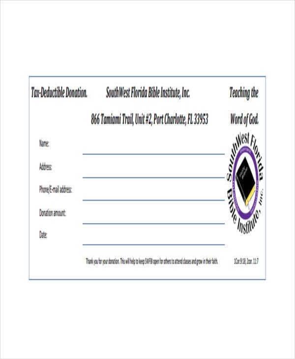 8  Fundraiser Receipt Templates Free Sample Example Format Download