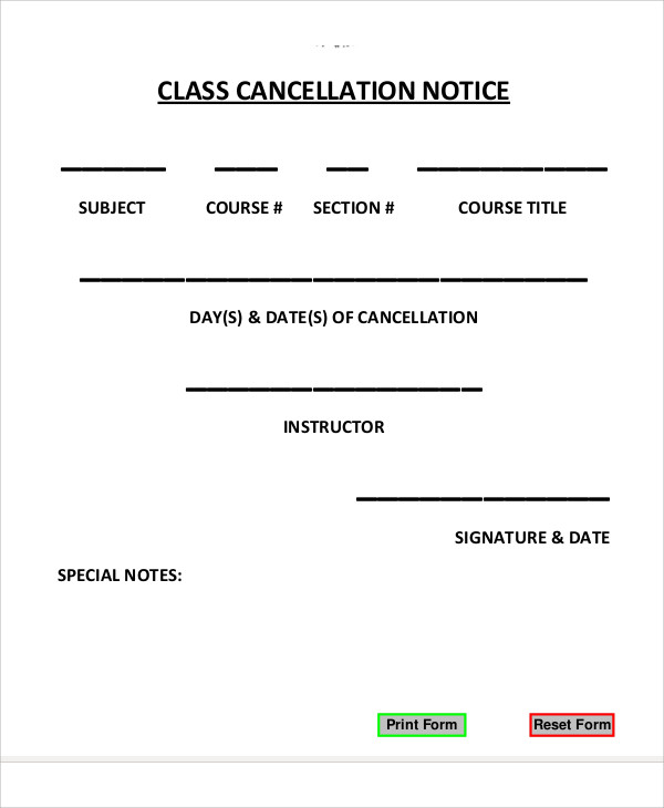 Cancellation Notice Templates 10 Free Word PDF Format Download