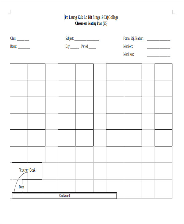 classroom seating template