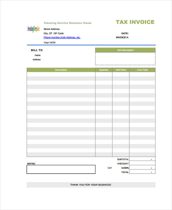 commercial cleaning invoice template