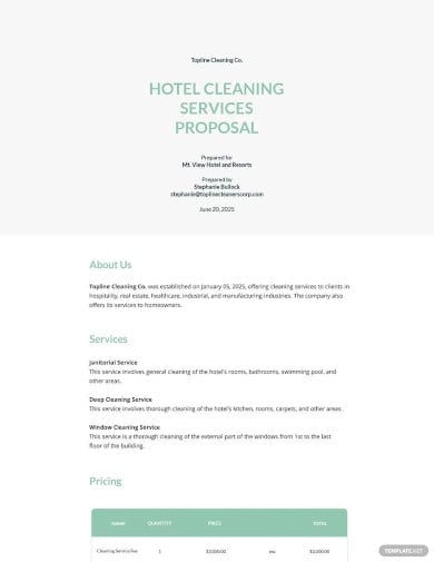 cleaning service proposal letter