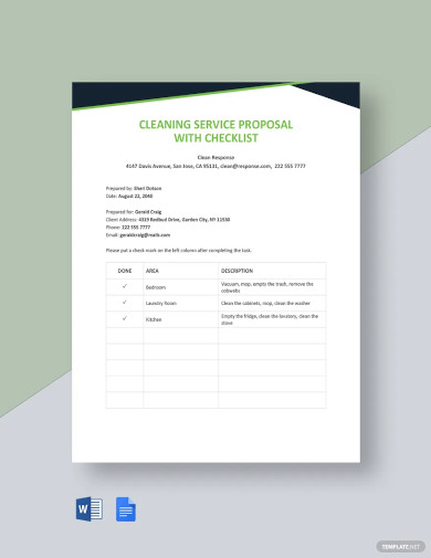 cleaning service proposal with checklist template