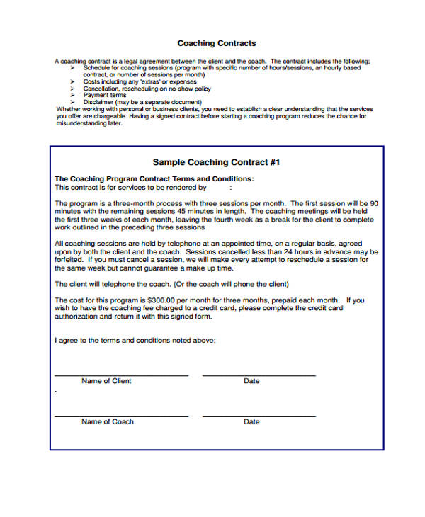 Business Coaching Contract Template