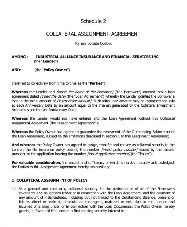 collateral assignment of contract