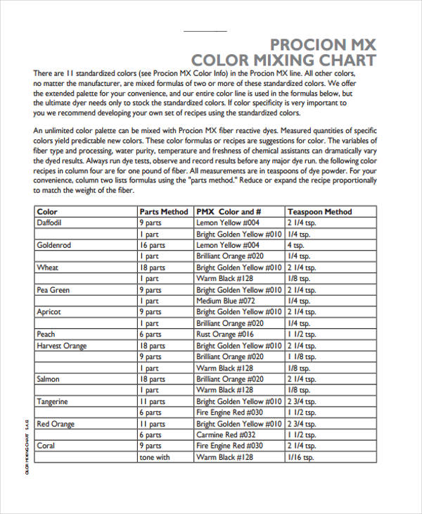 10+ Color Chart Templates Samples, Examples