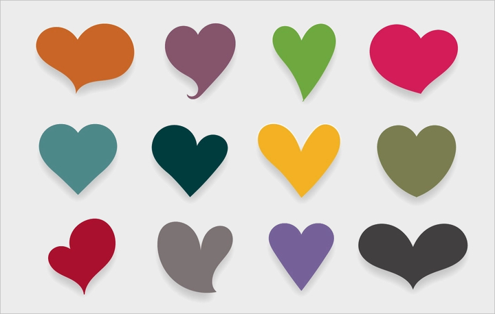 colorful hearts vector