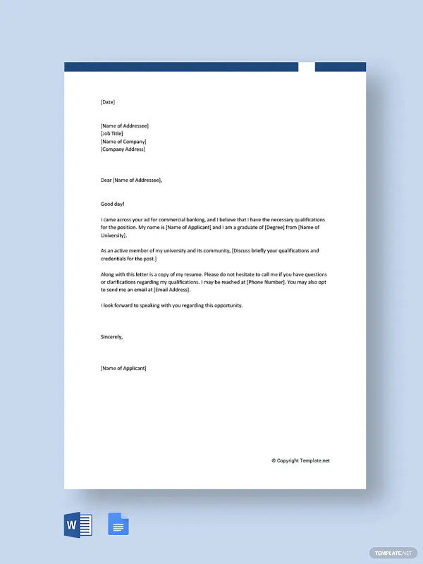 sample cover letter banking