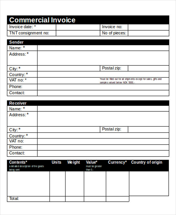 commercial invoice