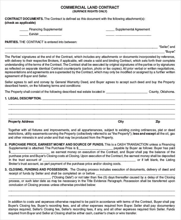 commercial-land-contract-template