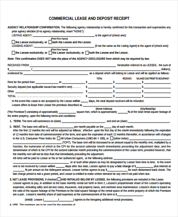 9+ Lease Receipt Templates Free Sample, Example Format Download