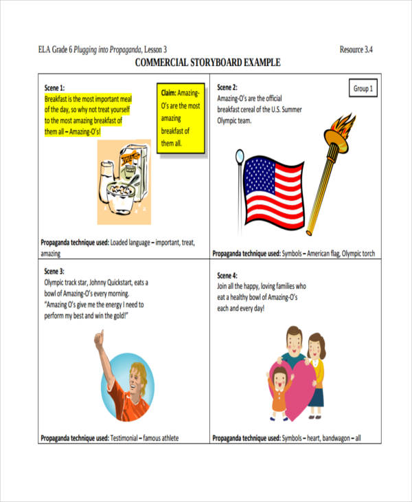 commercial storyboard example