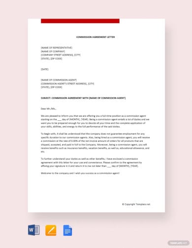commission agreement letter template