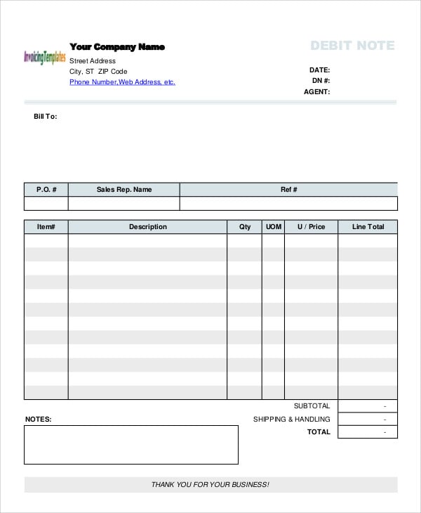 Debit Note Templates 9 Word Pdf Format Download 