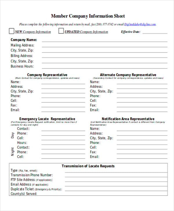 17  Company Sheet Templates Free Sample Example Format Download