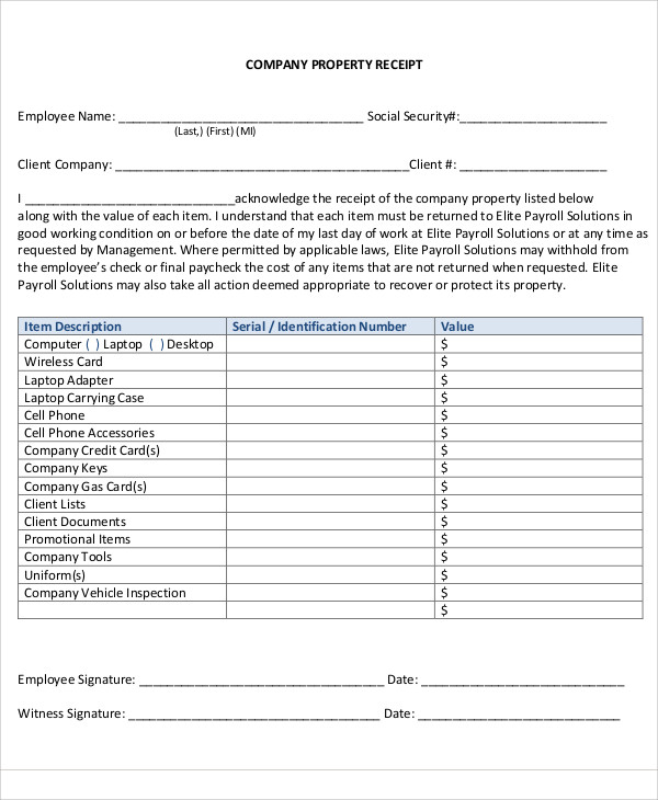 6+ Company Receipt Templates - Word, PDF