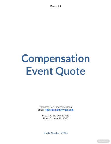 compensation event quotation template