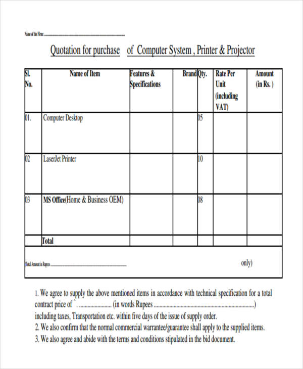 10+ Purchase Quotation Templates Free Samples, Examples Format