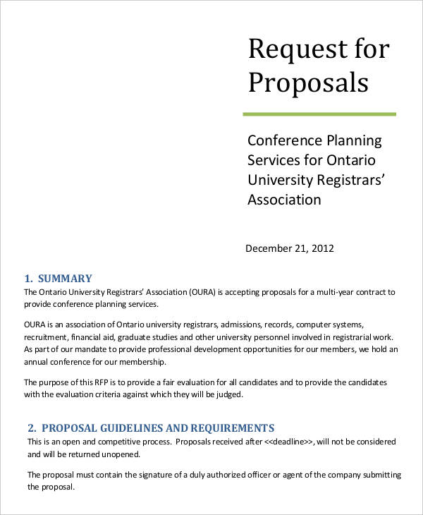 conference planning request for proposal