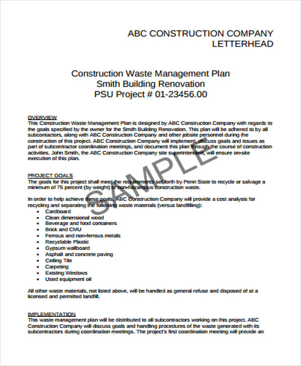 Sample Construction Proposal Letter