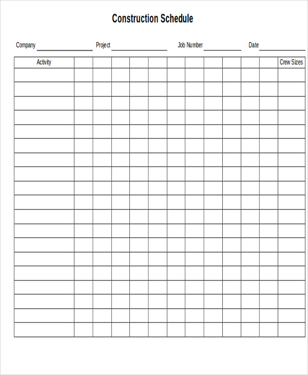 18+ FREE Construction Schedule Templates - Word, Excel, Apple Pages ...