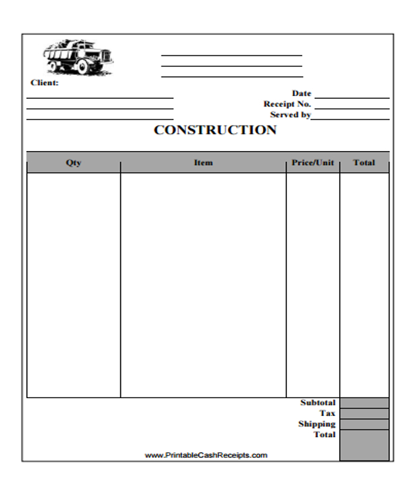 Job Receipt Template