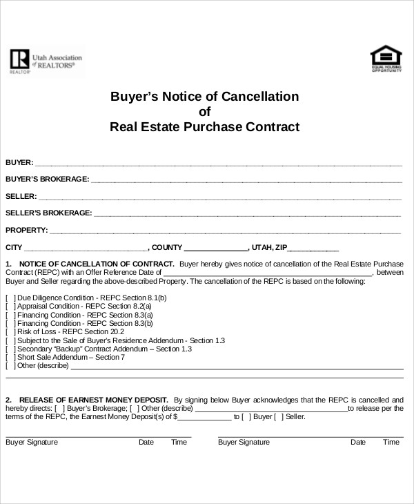 Notice Of Cancellation Of Contract Template HQ Printable Documents