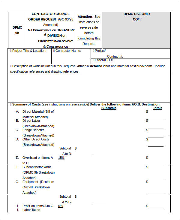 contractor change order request