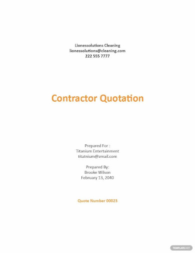 contractor quotation format template
