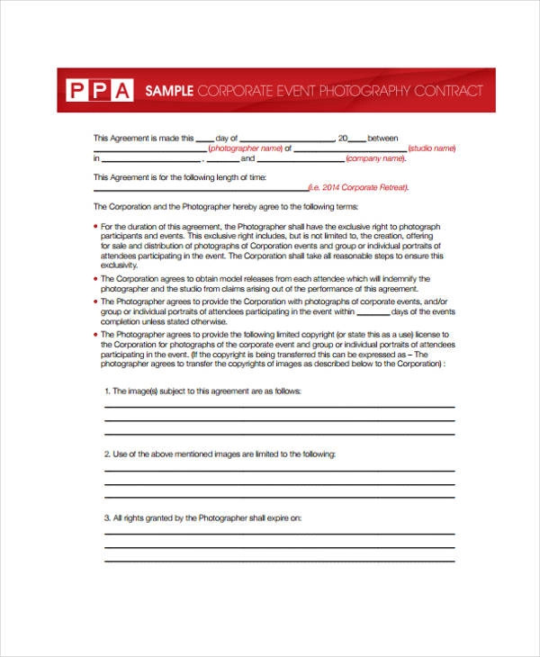 corporate event contract