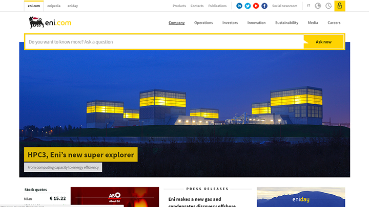 corporate website eni company home