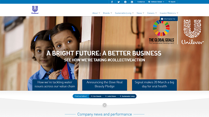 corporate website uniliver company home
