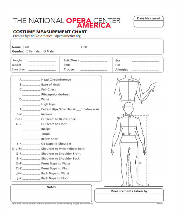 Measurement Chart Templates 9 Free Word Pdf Format