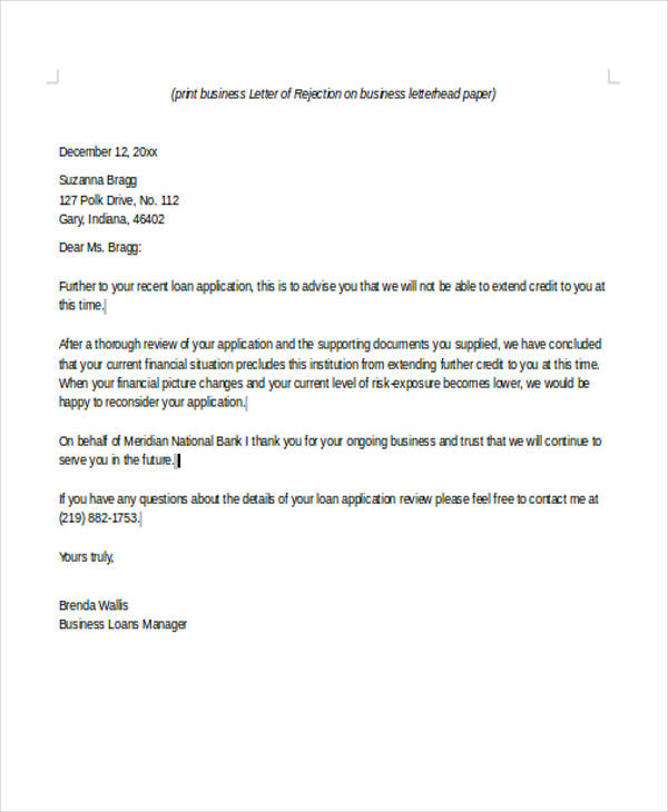 FREE 10+ Application Rejection Letters in MS Word Pages PDF