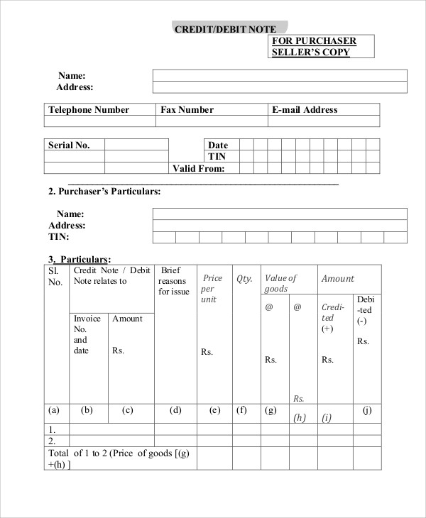 debit credit format