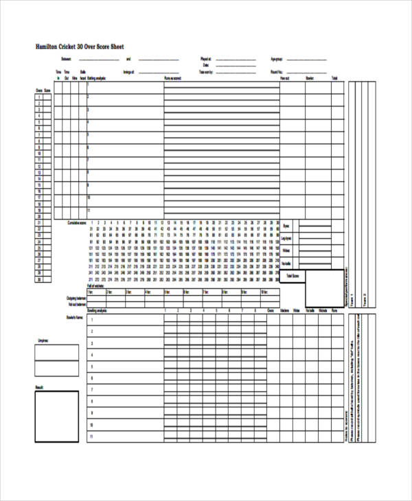 14+ Score Sheet Templates - Free Samples, Examples Format Download 