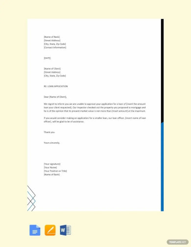 customer loan rejection letter template