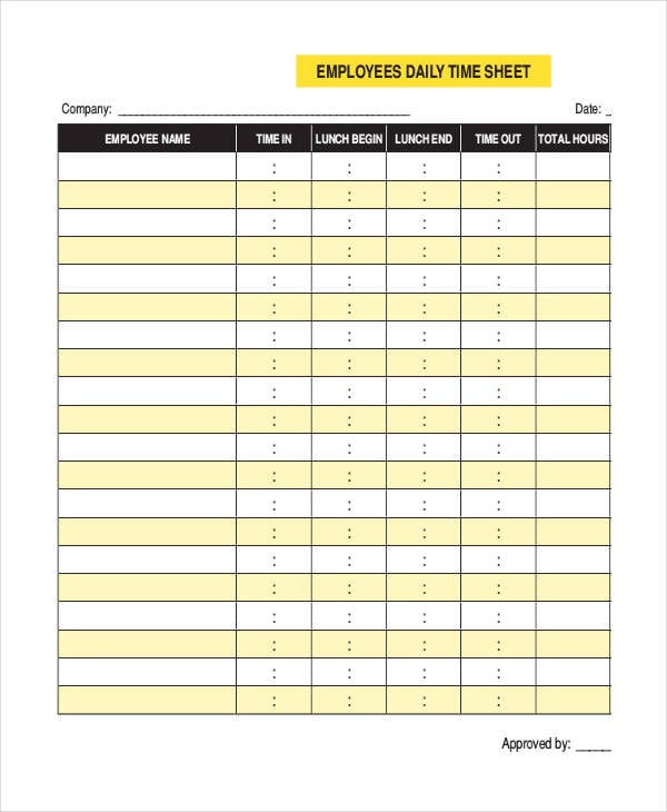 Employee Sheet Templates 14 Free Word Pdf And Excel Format Download