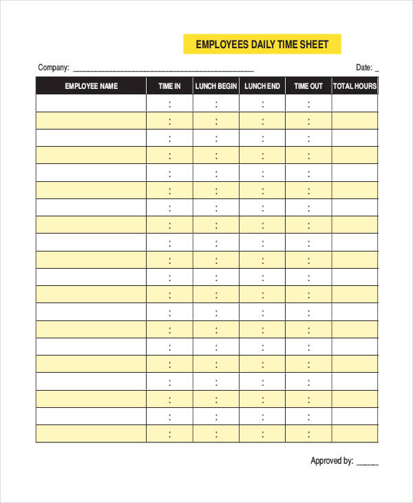 Employee Sheet Templates -14+ Free Word, PDF & Excel Format Download