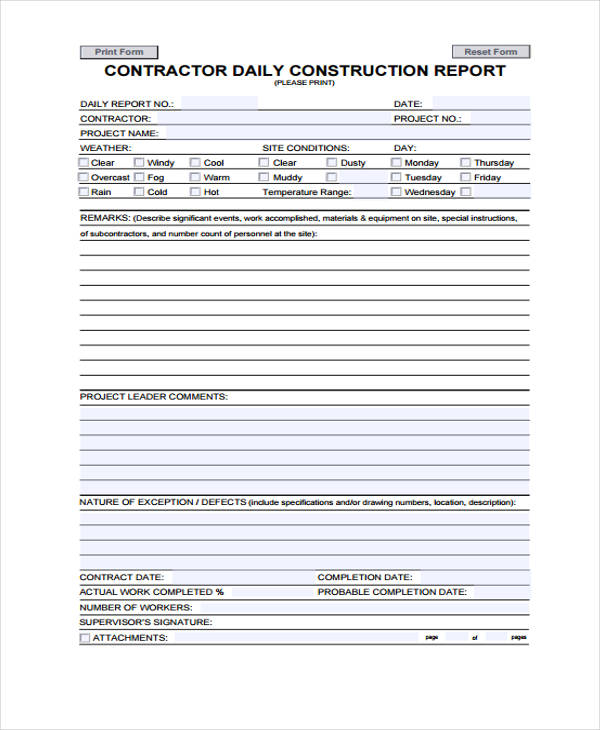 daily report template