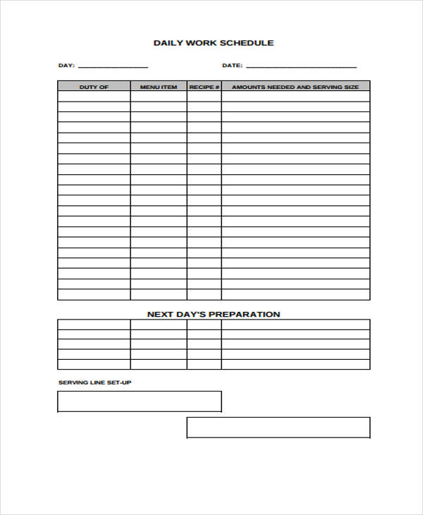 Work Schedule Template - 20+ Free Sample, Example Format Download