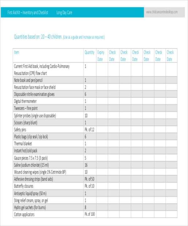 5 Daycare Inventory Templates - Free Sample ,Example Format Download