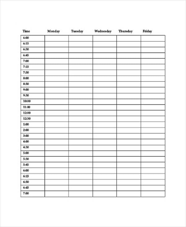Weekly Activity Schedule Template - 8+ Free Sample, Example Format Download