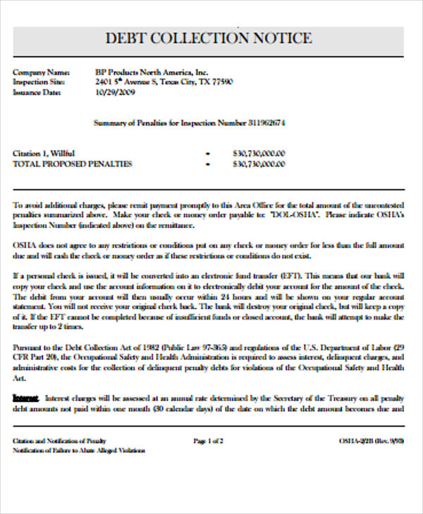 Collection Notice Templates - 10 Free Word, PDF Format Download